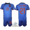 Officiële Voetbalshirt + Korte Broek Nederland Frenkie de Jong 21 Uit WK 2022 - Kids